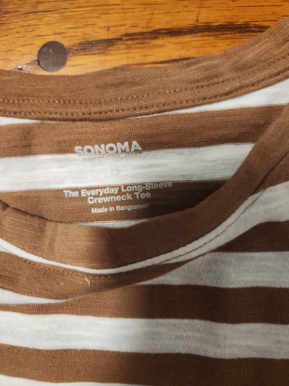 Sonoma Brown and Cream Striped Long-Sleeve Tee - Picture 2 of 2